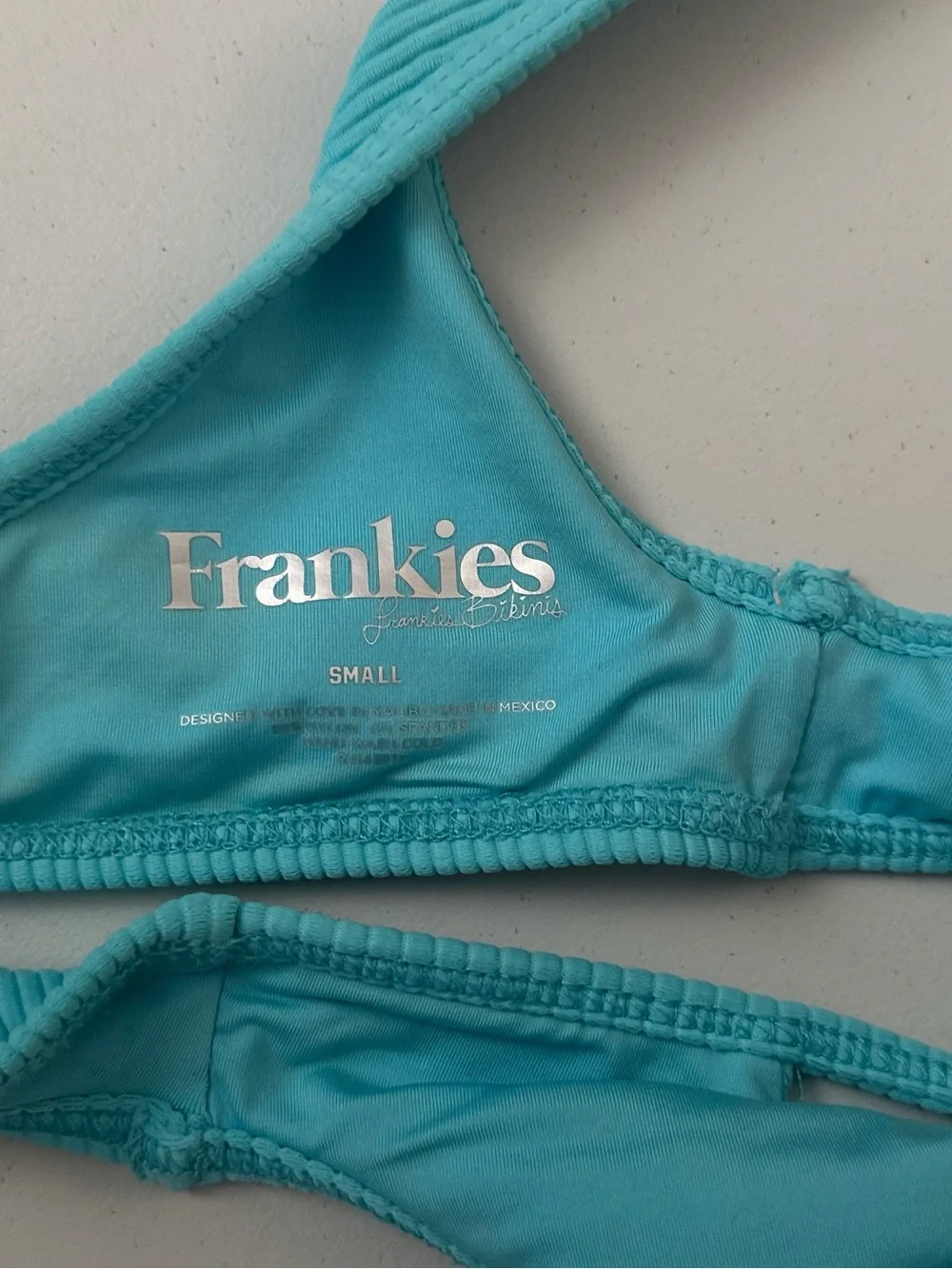 Frankie's Bikinis Ribbed Aqua Blue Oasis Cole Top